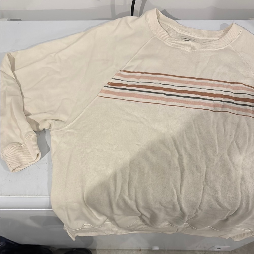 Cream Striped Sweatshirt